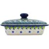 Polmedia Polish Pottery Butter Dish UNIKAT - Green Chrysanthemums Pattern Handmade in Boleslawiec Poland by Ceramika Artystyczna + Certificate of Authenticity view 3