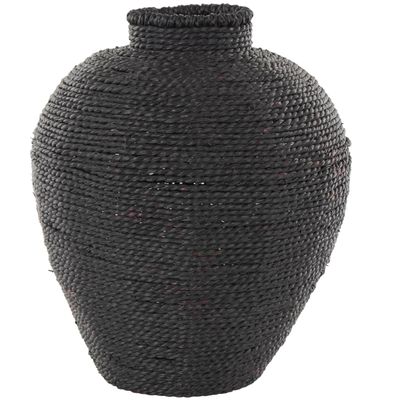 Deco 79 Metal Handmade Decorative Vase Wrapped Pot Centerpiece Vase, Flower Vase for Home Decoration 11" x 11" x 13", Black