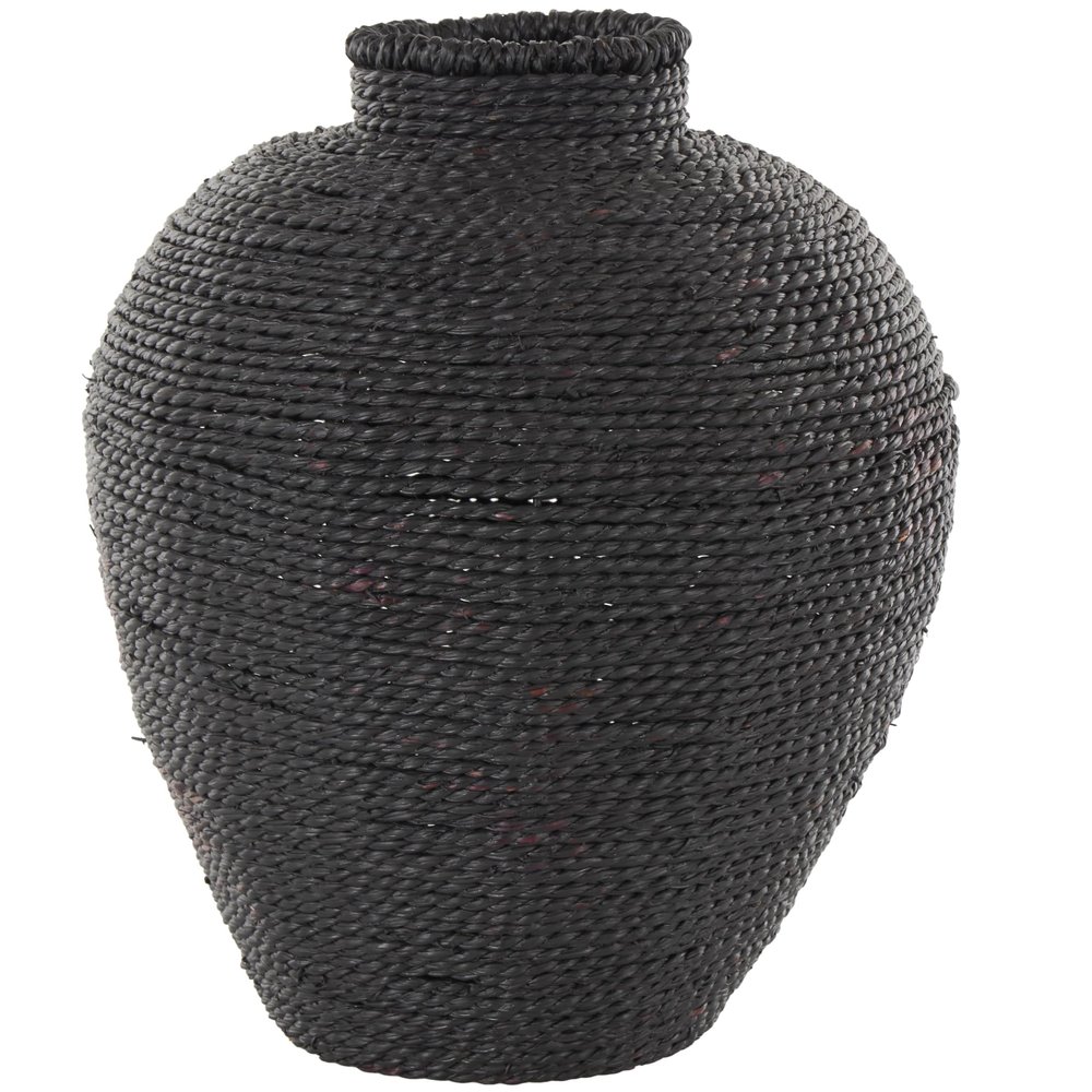 Deco 79 Metal Handmade Decorative Vase Wrapped Pot Centerpiece Vase, Flower Vase for Home Decoration 11" x 11" x 13", Black