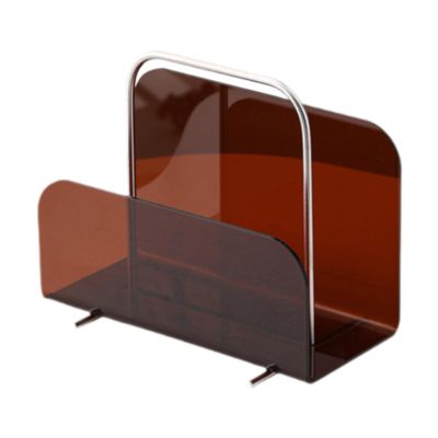 SiaBiced Sleek Acrylic Magazine Display Stand for Home Office Organization, Brown