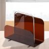 SiaBiced Sleek Acrylic Magazine Display Stand for Home Office Organization, Brown view 4