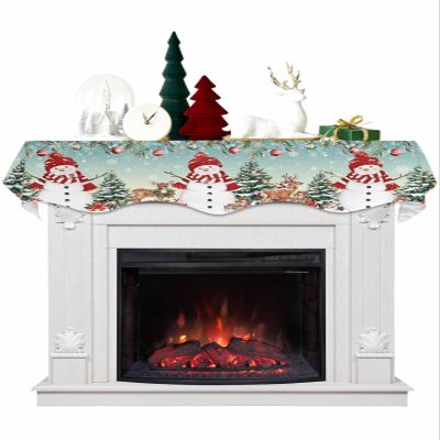 Hokiten Teal Christmas Scarf, 70 x 17 Inch, Red Snowman Xmas Decoration, Botanical Balls Tree Elk Mantel Scarves Fireplace Runner