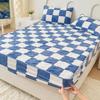LDLCYCN Milk Velvet Checkered Fitted Sheet Mattress Cover King Warm Thicken Mattress Protector Super Soft Bed Cover with Pillowcase Washable 12'' Deep Pocket Mattress Pad,Dark Blue,200 * 220cm(3PCS) view 1