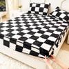 LDLCYCN Milk Velvet Checkered Fitted Sheet Mattress Cover King Warm Thicken Mattress Protector Super Soft Bed Cover with Pillowcase Washable 12'' Deep Pocket Mattress Pad,Black,180 * 200cm(King) view 1