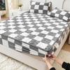 LDLCYCN Milk Velvet Checkered Fitted Sheet Mattress Cover King Warm Thicken Mattress Protector Super Soft Bed Cover with Pillowcase Washable 12'' Deep Pocket Mattress Pad,Grey,180 * 200cm(3PCS) view 1