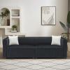 86" Luxury Velvet Cloud Sofa Couch,Soft Comfy Upholstered Sherpa Deep Seat 3 Seater Sofa with 2 Pillows,Oversized Loveseat for Living Room Apartment Lounge, Easy Assembly view 1