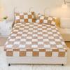 LDLCYCN Milk Velvet Checkered Fitted Sheet Mattress Cover King Warm Thicken Mattress Protector Super Soft Bed Cover with Pillowcase Washable 12'' Deep Pocket Mattress Pad,Coffee,120 * 200cm(2PCS) view 2