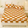 LDLCYCN Milk Velvet Checkered Fitted Sheet Mattress Cover King Warm Thicken Mattress Protector Super Soft Bed Cover with Pillowcase Washable 12'' Deep Pocket Mattress Pad,Yellow,120 * 200cm(2PCS) view 2
