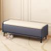 Footstool End of Bed Storage Bench Cloakroom Storage Bench Chest Leather Entryway Bench Padded Seat Shoe Bench with Flip-Open Storage Box for Living Room view 1
