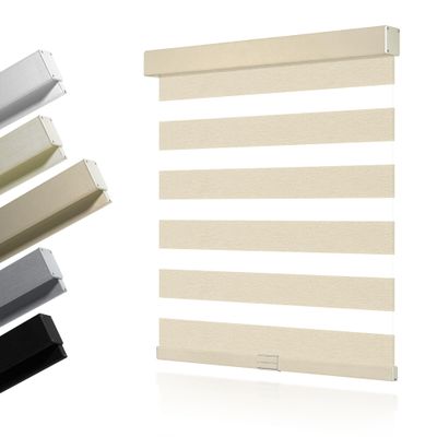 HOTSOON Cordless Zebra Shade with Matched Cassette, Light-Filtering Zebra Blinds for Indoor Windows, UV Protection Window Blinds for Light Control, Dark Beige, 36.5"W x 80"H