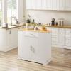 RENPINYOUX Stylish 53" Large Kitchen Island, Breakfast Bar Cabinet with Trash Can Storage with Drawers and Adjustable Shelves, Holds 13 Gallon Trash Cans, Black and Oak view 3