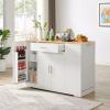 RENPINYOUX Stylish 53" Large Kitchen Island, Breakfast Bar Cabinet with Trash Can Storage with Drawers and Adjustable Shelves, Holds 13 Gallon Trash Cans, Black and Oak view 4