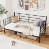 Giantex Metal Twin Daybed, Twin Size Platform Bed with High Headboard & Extra Support Leg, Heavy-duty Metal Slats Support, 10.5" Under Bed Storage Underneath, Day Bed for Living Room Guest Room, Black view 3