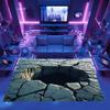 3D Vortex Illusion Rug - 4x6ft Cracked Stone Grey Carpet for Living Room & Game Room view 3