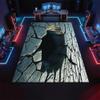 3D Vortex Illusion Rug - 4x6ft Cracked Stone Grey Carpet for Living Room & Game Room view 4