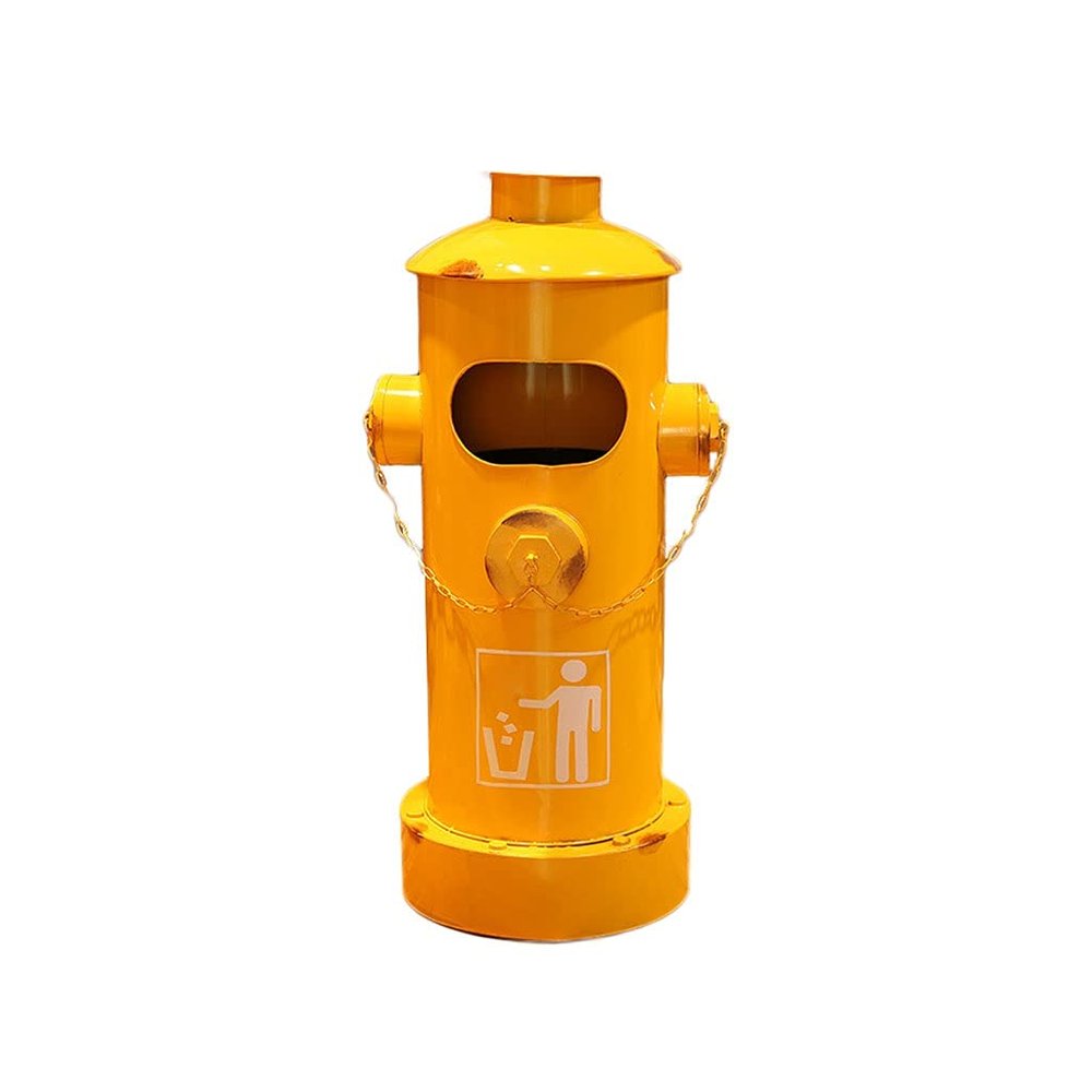 EliteBloom Trash Can Trash Can Creative Fire Hydrant Shape Garbage Can Retro Iron Long Cylindrical Garbage Bin with Lid Large Capacity Rubbish Bin Home and Office,D