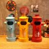 EliteBloom Trash Can Trash Can Creative Fire Hydrant Shape Garbage Can Retro Iron Long Cylindrical Garbage Bin with Lid Large Capacity Rubbish Bin Home and Office,D view 2