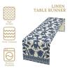 JanJCurt Chinoiserie Table Runner, Asian Chinese Blue Ceramic Japanese Branches Flowers Table Runner for Farmhouse Kitchen Dining Table Home Party Decor, 13x120inch view 4