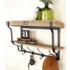 Urban Designs Vintage Appeal Light Brown Wood Farmhouse Wall Shelve with Hooks view 1
