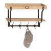Urban Designs Vintage Appeal Light Brown Wood Farmhouse Wall Shelve with Hooks view 3