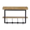 Urban Designs Vintage Appeal Light Brown Wood Farmhouse Wall Shelve with Hooks view 4