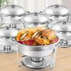 Jacgood Chafing Dish for Buffet, 6 Pack 6 QT Stainless Steel Chafing Servers Food Warmer Sets with Trays Pan Lid Folding Frame Stand for Kitchen Party Banquet Dining view 1