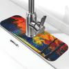 Ouqiuwa Fall Maple Trees Sink Splash Guard Faucet Mat 15" X 5.5", Autumn Forest Faucet Suction Pad 1 PC, Funny Printed Drip Catcher Tray Drying Mat for Home Bathroom Kitchen Counter view 1