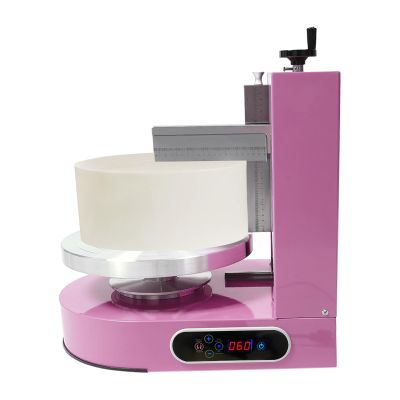 Cake Decorating Machine, 4-12Inch Cake Butter Cream Spreading Machine Adjustable Rotating Speed Electric Cake Coating Smoothing Scraping Machine for Weddings, Cake Stores (110-220V 200W Pink)
