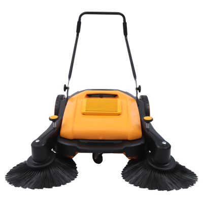 Outdoor Hand Push Floor Sweeper, 41inch Outdoor and Indoor Hand Push Floor Sweeper, ndustrial Floor Sweeper with Triple Brooms, Pavement Street Outdoor Sweeping Cleaner Walk Behind Sweeper for Hotels