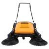 Outdoor Hand Push Floor Sweeper, 41inch Outdoor and Indoor Hand Push Floor Sweeper, ndustrial Floor Sweeper with Triple Brooms, Pavement Street Outdoor Sweeping Cleaner Walk Behind Sweeper for Hotels view 1