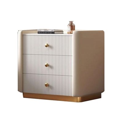 Bedroom Furniture French Modern Minimalist Home Bedroom Three-Drawer Bedside Table Light Luxury Solid Wood Slate Bedside Storage Cabinet End Tables Bedroom(B)