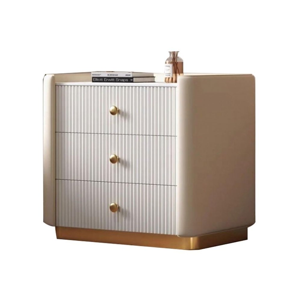 Bedroom Furniture French Modern Minimalist Home Bedroom Three-Drawer Bedside Table Light Luxury Solid Wood Slate Bedside Storage Cabinet End Tables Bedroom(B)