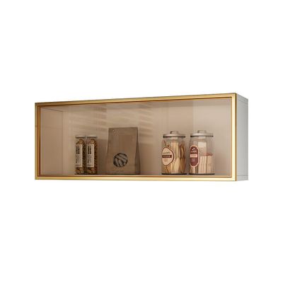 LAKIQ Modern Wall Mounted Storage Cabinet with Door Manufactured Wood Display Stand Storage Cabinet for Kitchen Bathroom (White - Without Led Lights, 19.5" L x 7.5" W x 12" H)