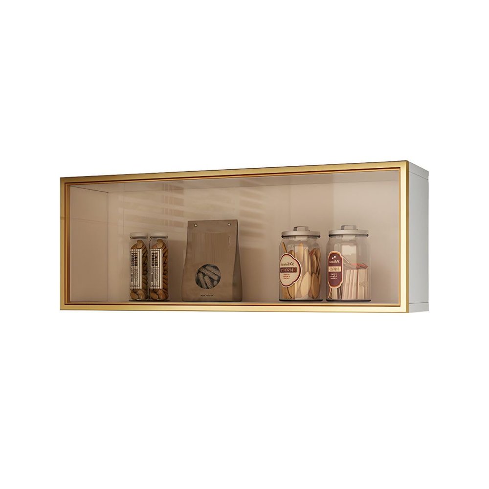 LAKIQ Modern Wall Mounted Storage Cabinet with Door Manufactured Wood Display Stand Storage Cabinet for Kitchen Bathroom (White - Without Led Lights, 19.5" L x 7.5" W x 12" H)