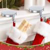 WYTAOHZL 6 Pack Christmas Stocking Holder Round Mantle Stocking Holders with Non-Slip Bases Metal Hanging Hooks for Christmas Fireplace Stand DIY Decoration,Silver view 3