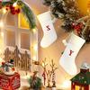 Christmas Stockings with Initials, Monogrammed Christmas Stockings, Family Initial Xmas Stockings, Large Embroidered Letter Knit Stocking for Family Holiday Decorations and Xmas Gift 20X42CM (D,White) view 3