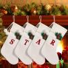 Christmas Stockings with Initials, Monogrammed Christmas Stockings, Family Initial Xmas Stockings, Large Embroidered Letter Knit Stocking for Family Holiday Decorations and Xmas Gift 20X42CM (D,White) view 4