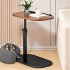 Haibinsuo C Table End Table, Adjustable Height Skinny Side Table, 360 Degree Swivel TV Tray Table, Night Stand with 2-Tier Storage Shelf, Reversible Couch Table Drink Table,Snack Table Brown view 1