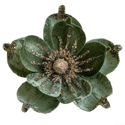 24cm Christmas Poinsettia Artificial Glitter Flower Hanging Xmas Party Tree Flower Garland Ornaments for Xmas Tree Ornament Wedding Birthday Wreath Decoration(Green)
