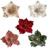 24cm Christmas Poinsettia Artificial Glitter Flower Hanging Xmas Party Tree Flower Garland Ornaments for Xmas Tree Ornament Wedding Birthday Wreath Decoration(Green) view 3