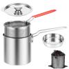 Deep Fryer Pot with Strainer Basket Stainless Steel Deep Frying Pot with Handle Good Heat Conductivity Oil Fryer Pot Portable Deep Frying Oil Container (Style1) view 1