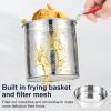 Deep Fryer Pot with Strainer Basket Stainless Steel Deep Frying Pot with Handle Good Heat Conductivity Oil Fryer Pot Portable Deep Frying Oil Container (Style1) view 4
