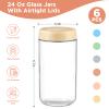 DRKIO 24 Oz Overnight Oats Containers with Lids - 6 Pack Glass Storage Jars with Airtight Lids Wide Mouth Mason Food Jars Great for Meal Prep Salad Chia Pudding Snacks Yogurt Sugar Spice Cereal view 2