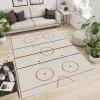 KIRESEI Area Rugs 6x9ft, Simple Ice Hockey Rink Outline Rugs for Living Room, Fashion Ice Hockey Stadium Nursery Rug with Under Rug Non Slip Tape for Bedroom Kids Room view 3