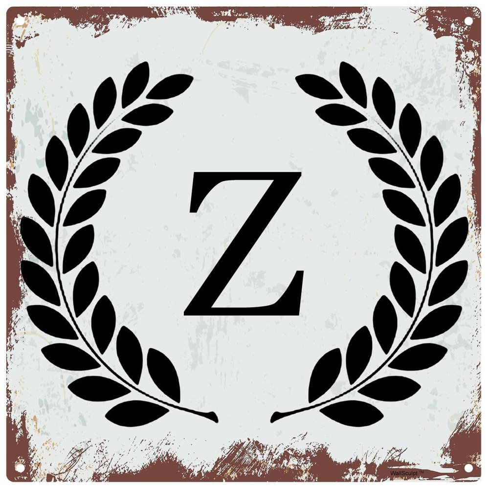 12x12"inch Aluminum Retro Personalized Metal 'Z' Logo - Ideal for Home Gardens, Bedrooms,Kitchens - Fade-Resistant, Waterproof, Long-Lasting