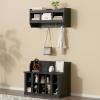 BAIESTWANG Shoe Rack Bench with Shelves and 4 Hooks, Elegant Hall Tree with Mounted Coat Rack, Shoe Storage Organizer for Entryway Bedroom Living Room Hallway Entrance Mudroom, Black view 1