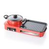 Hot Pot with Grill, Electric Hot Pot and Electric Grill, Detachable Shabu Shabu Pot with Grill, Indoor NonStick BBQ Grill, Dual Temperature Control(Red) view 1