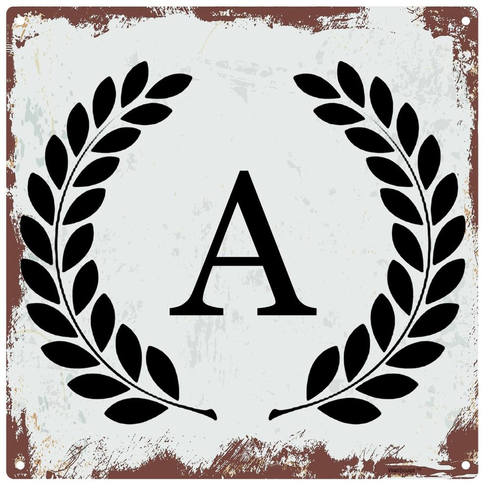 8x8"inch Aluminum Retro Personalized Metal 'A' Logo - Ideal for Home Gardens, Bedrooms,Kitchens - Fade-Resistant, Waterproof, Long-Lasting