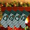 Christmas Stocking Knit Initial Christmas Stockings for Family Farmhouse Stripe Monogram Letter Christmas Stockings Christmas Decorations Gift Stocking Personalized Stocking 20X42CM (O,Green) view 4