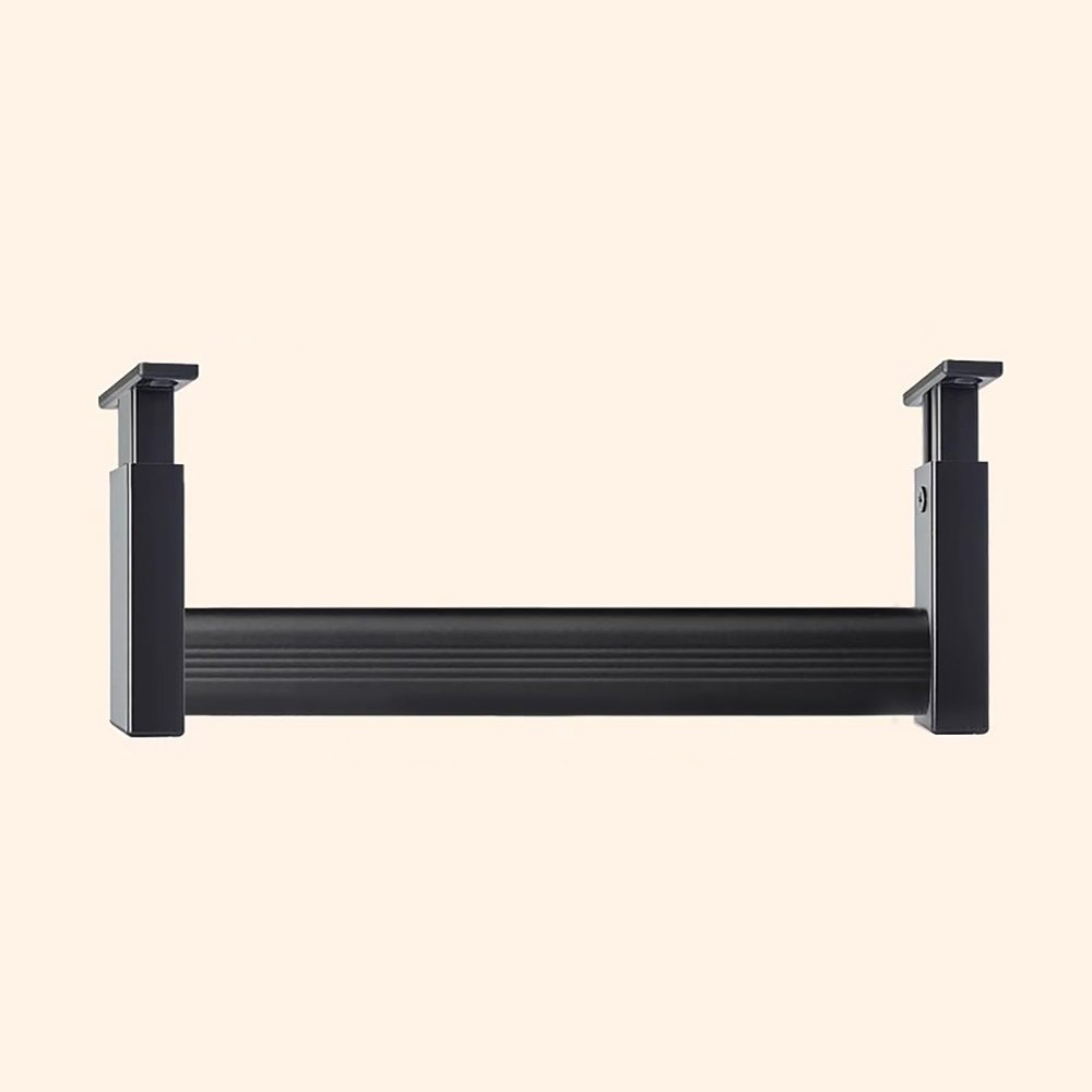 Elitix Adjustable Height Closet Rod Bracket Supports Ceiling Mount, Hanging Clothes Organiser Storage Pole w/Flange, Garment Wardrobes Rail for Bedroom(Black,50cm(19 3/4"))